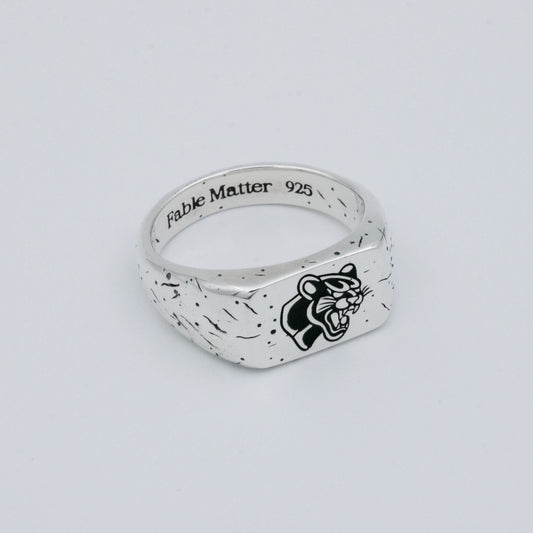 Recycled sterling silver signet ring. Panther design.