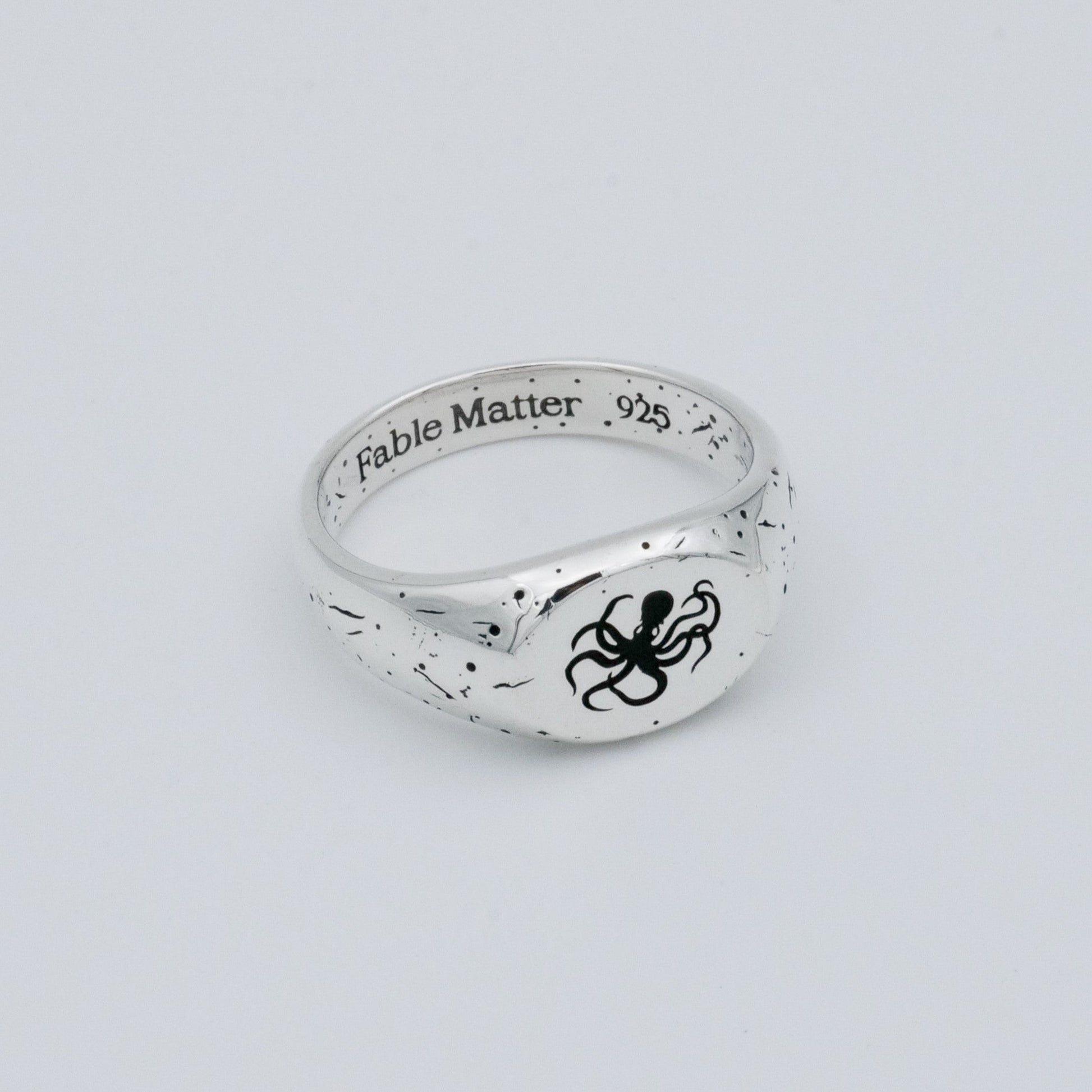 Recycled sterling silver signet ring. Kraken design.